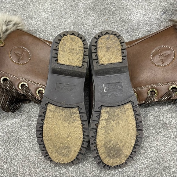 LONDON FOG BROWN LEATHER MID CALF BOOTS FAUX FUR LACE UP CHUNKY Y2K
Size UK 6 - Picture 6 of 8